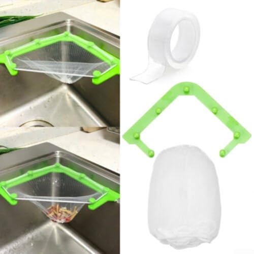 Hängeregal und Siebbeutel für Waschbecken, effektive Filtration von Resten (Gestell+50 Netz+1 m Klebeband) von CNANRNANC