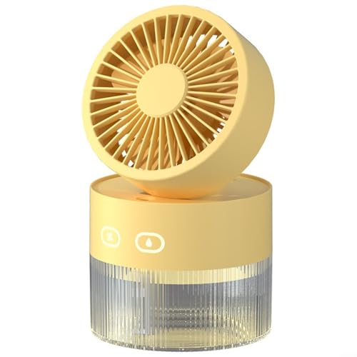 Kühlventilator Desktop USB Persönlicher Kühlventilator Kleiner Luftbefeuchter 350ml mit LED Nachtlicht 133 x 112 x 112 mm(Yellow) von CNANRNANC