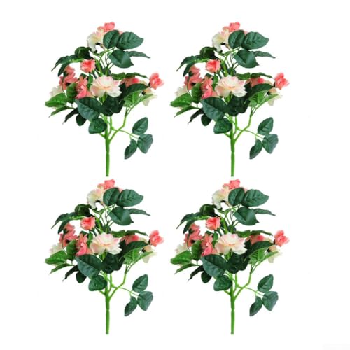 Künstlicher Blumenstrauß 4er-Set für Hochzeits- und Heimdekorationsprojekte mit realistischem Seidenstoff und stabilem drahtverstärktem Kunststoffstiel (Farbverlauf rosa) von CNANRNANC