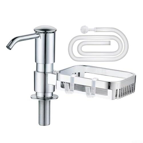 Organized Living für 360 Grad drehbarer Seifenspender, entworfen mit funktionalen Aufbewahrungshaken (Silber) von CNANRNANC