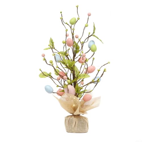 Osterdeko Osterbaum Ostern LED Leuchtende Ostereier Dekorative Baum Desktop Ornamente Osterdekoration Für Innen Deko Frühling 45 cm von CNANRNANC