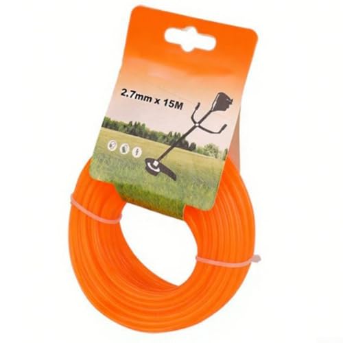 Rasenmäher-Seil, 15 m, handelsübliche Qualität, passend für die meisten Trimmerköpfe, 2 x 7 mm Nylon für verbesserte Schnittleistung bei Unkraut und leichten kommerziellen Arbeiten (orange rund) Rasenmäher-Seil, 15 m, handelsübliche Qualität, passend für die meisten Trimmerköpfe, 2 x 7 mm Nylon für verbesserte Schnittleistung bei Unkraut und leichten kommerziellen Arbeiten (orange rund) von CNANRNANC