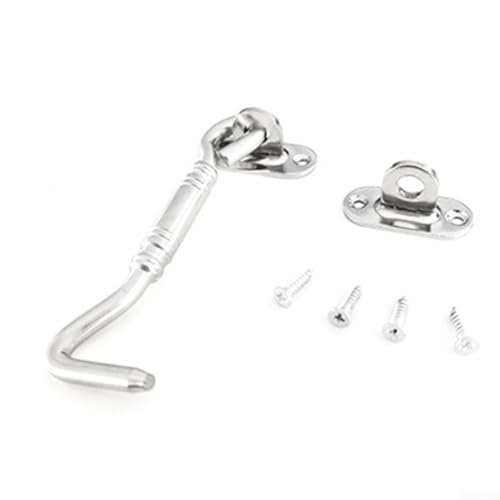 Schiebetür-Hakenschloss aus Edelstahl für Scheunen- und Trenntüren mit langlebiger Schutzbeschichtung und Edelstahlschrauben für zuverlässige Sicherheit (Silber) von CNANRNANC