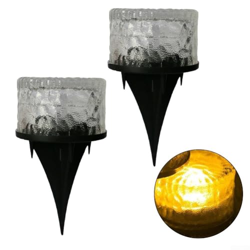 Solar-Bodenleuchten aus Glas mit wasserdichtem Design für Außenterrassen, Innenhöfe, Decks, Rasenflächen und Gehwege mit automatischem Betrieb und Wetterbeständigkeit (gelbes Licht) von CNANRNANC