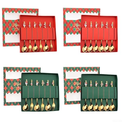 Special Edition Weihnachtsgeschirr mit einzigartigen Edelstahl-Löffeln und Gabeln für Feiertage (C) von CNANRNANC