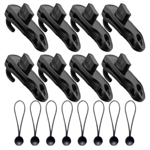 Tarp Clips Heavy Duty Pool Cover Klemmen Set mit Bungee Cord für Garten Outdoor Solar Abdeckung Leinwand Spanngurt Schwarz (mit Kordeln) von CNANRNANC