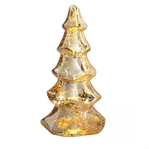 Tischdekoration mit beleuchtetem Glas-Weihnachtsbaum, schafft eine gemütliche saisonale Atmosphäre (C) von CNANRNANC