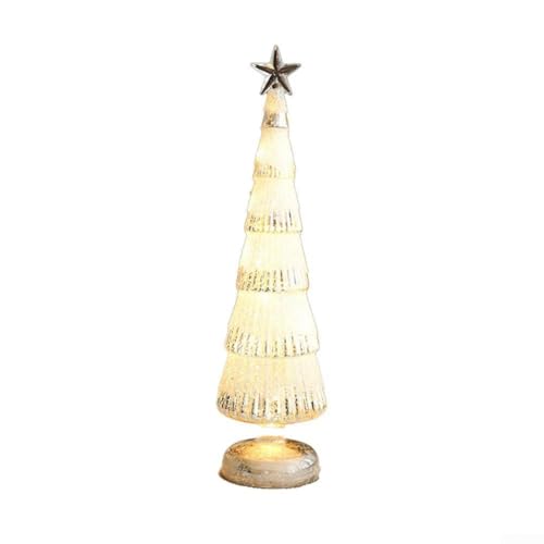 Tischdekoration mit beleuchtetem Glas-Weihnachtsbaum, schafft eine gemütliche saisonale Atmosphäre (F) von CNANRNANC