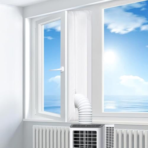 Tragbare Klimaanlage Fensterdichtung mit Energiesparfunktion, PU-beschichtetes Gewebe, wasserdicht und UV-beständig, geeignet für mehrere Fensterdesigns bis zu 500 cm Umfang (300 cm) von CNANRNANC