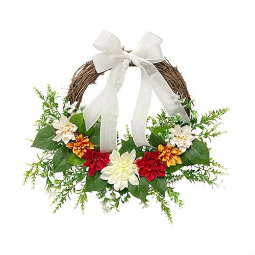 Türkranz Kranz Deko Simulierter Rosenblatt Dahlienkranz Frühlings Heimdekoration simulierte Blume Winter Wandkranz Metall Deko 36 cm von CNANRNANC