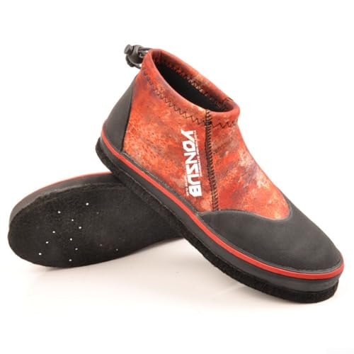 Unisex 5 mm Neopren-Angelstiefel mit Stahlnägeln, gebaut für Stabilität bei Felsangeln (10 (43–44) Ziegelrot) von CNANRNANC