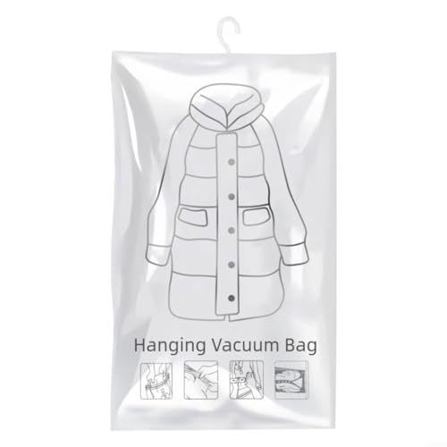 Vakuumbeutel zum Aufhängen für Kleidung mit Turboventil und luftdichtem Verschluss, entworfen mit 360 Grad drehbarem Haken, um den Platz im Schrank zu maximieren und Kleidung zu schützen (70 x 130 cm) Vakuumbeutel zum Aufhängen für Kleidung mit Turboventil und luftdichtem Verschluss, entworfen mit 360 Grad drehbarem Haken, um den Platz im Schrank zu maximieren und Kleidung zu schützen (70 x 130 cm) von CNANRNANC