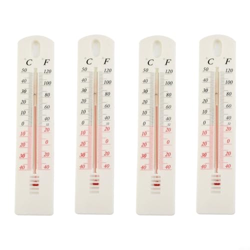 Wandthermometer, Thermometer Analogen Binnenthermometer, thermometer hygrometer, Aussenthermometer, Zimmerthermometer, für Zuhause, Büro, Lager, Gewächshaus (4PCS) von CNANRNANC
