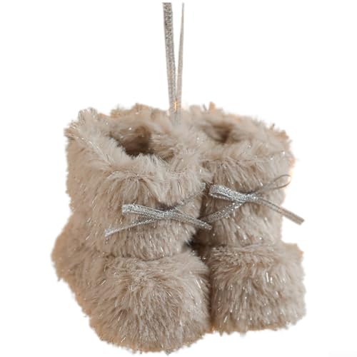 Weihnachten für den Baum, Mini-Plüschstiefel, Ornament-Set, hängende dekorative saisonale Anzeige aus weichem Stoff (grau) von CNANRNANC
