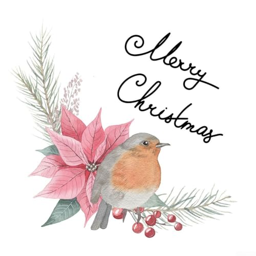 Weihnachts-Kissenbezug aus Leinen, 45,7 x 45,7 cm, mit Vogel- und Blumen-Design, quadratische Form, unsichtbarer Verschluss für Sofa, Stuhl, Bett, Auto und Büro (5#) von CNANRNANC
