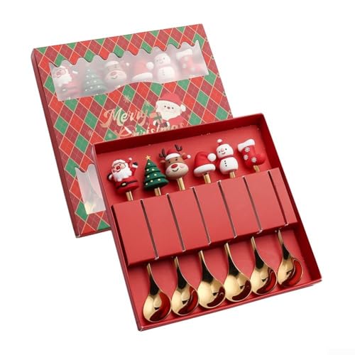 Weihnachtsgeschirr-Set, Edelstahl-Besteck mit Weihnachtsanhänger, Löffel, perfekt für Weihnachten (B) von CNANRNANC