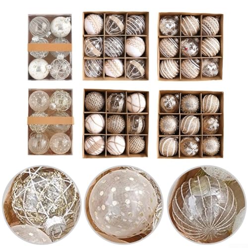 Weihnachtskugel-Ornamente für Baumdekoration, 80 mm, Kunststoffkugel-Set, 6 oder 9 Stück, Ferienhaus, Party, Event, Dekor mit Haken (Original B 8 cm9) von CNANRNANC