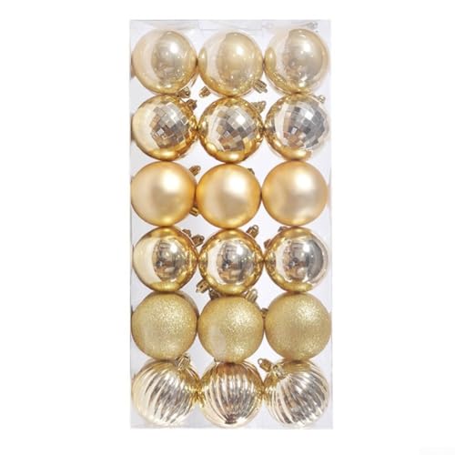 Weihnachtsschmuck, 36 Stück, Kunststoffkugeln für Baum- und Kranzdekoration, leicht und bruchsicher zum einfachen Aufhängen (Gold) von CNANRNANC