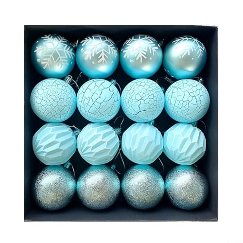 Wunderschön gearbeitetes 16-teiliges Weihnachtskugel-Set, bunte Ornamente für den Urlaub (blau) von CNANRNANC