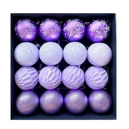 Wunderschön gearbeitetes 16-teiliges Weihnachtskugel-Set, bunte Ornamente für den Urlaub (lila) von CNANRNANC