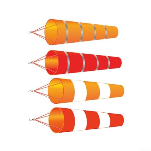 Zuverlässiger 150 cm Windsack aus Ripstop-Polyester zur Windrichtungsmessung (Orange + Weiß) von CNANRNANC