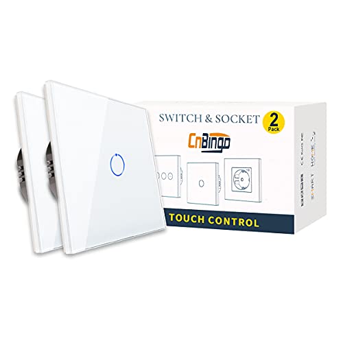 2er-Pack CNBINGO Touch Lichtschalter unterputz - Wandschalter einfach in Weiß - Haptische Oberfläche - Berührungsschalter mit Glas Panel und Status-LED - 500W/Fach 2er-Pack CNBINGO Touch Lichtschalter unterputz - Wandschalter einfach in Weiß - Haptische Oberfläche - Berührungsschalter mit Glas Panel und Status-LED - 500W/Fach von CNBINGO