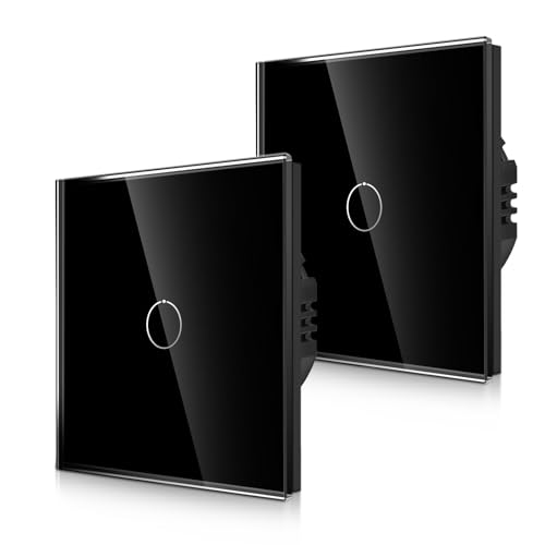 2er-Pack CNBINGO Touch Lichtschalter unterputz in Schwarz - einfach Wandschalter mit Status-LED und Glas Panel - Kein Neutralleiter Erforderlich - 1 Fach Berührungsschalter - 500 W/Fach 2er-Pack CNBINGO Touch Lichtschalter unterputz in Schwarz - einfach Wandschalter mit Status-LED und Glas Panel - Kein Neutralleiter Erforderlich - 1 Fach Berührungsschalter - 500 W/Fach von CNBINGO
