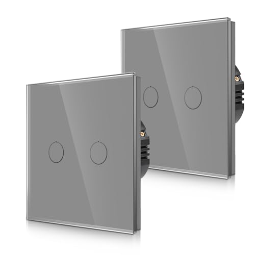 2er-Pack CNBINGO Touch Wechselschalter unterputz in Grau - zweifach Lichtschalter mit Status-LED und Glas Panel - 2 Fach Wandschalter - Paar nur mit diese Serie Wechselschalter 2er-Pack CNBINGO Touch Wechselschalter unterputz in Grau - zweifach Lichtschalter mit Status-LED und Glas Panel - 2 Fach Wandschalter - Paar nur mit diese Serie Wechselschalter von CNBINGO