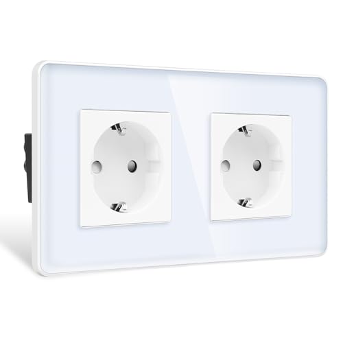 CNBINGO 2 Fach Steckdose Unterputz Doppelsteckdose mit Kindersicherung Glas Schuko Steckdosen Weiß Wandsteckdose CNBINGO 2 Fach Steckdose Unterputz Doppelsteckdose mit Kindersicherung Glas Schuko Steckdosen Weiß Wandsteckdose von CNBINGO