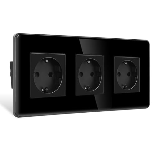 CNBINGO 3 Fach Steckdose Unterputz Doppelsteckdose mit Kindersicherung Glas Schuko Steckdosen Schwarz Wandsteckdose CNBINGO 3 Fach Steckdose Unterputz Doppelsteckdose mit Kindersicherung Glas Schuko Steckdosen Schwarz Wandsteckdose von CNBINGO