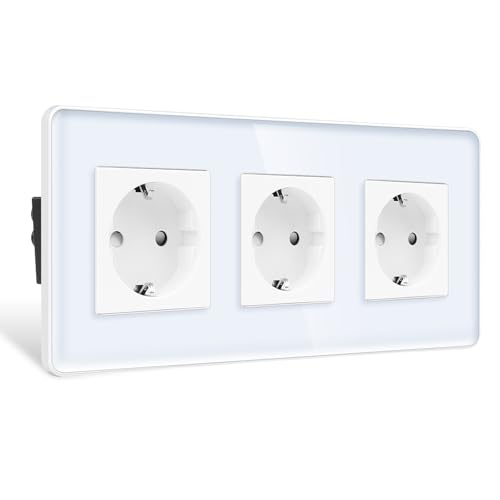 CNBINGO 3 Fach Steckdose Unterputz Doppelsteckdose mit Kindersicherung Glas Schuko Steckdosen Weiß Wandsteckdose CNBINGO 3 Fach Steckdose Unterputz Doppelsteckdose mit Kindersicherung Glas Schuko Steckdosen Weiß Wandsteckdose von CNBINGO