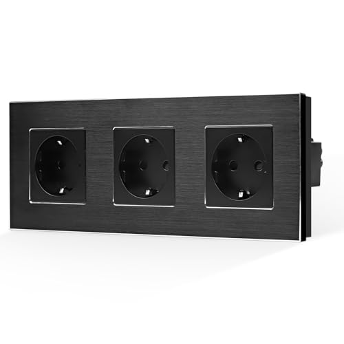 CNBINGO Aluminium Schuko Steckdose Schwarz Unterputz Doppelsteckdose mit USB Doppel Steckdose 3 Fach Wandsteckdose CNBINGO Aluminium Schuko Steckdose Schwarz Unterputz Doppelsteckdose mit USB Doppel Steckdose 3 Fach Wandsteckdose von CNBINGO