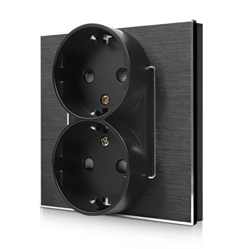 CNBINGO Aluminium Doppelsteckdose Unterputz Schwarz Doppel Steckdose Wand 2 fach Steckdosen 16 Amp Schuko Steckdose CNBINGO Aluminium Doppelsteckdose Unterputz Schwarz Doppel Steckdose Wand 2 fach Steckdosen 16 Amp Schuko Steckdose von CNBINGO
