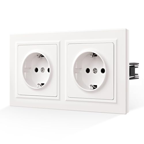 CNBINGO Doppelsteckdose Glattes Hautgefühl Unterputz mit Krallen - Zweifach Schuko Steckdose mit Hautfreundliche Matt Platte - Weiß Wandsteckdose CNBINGO Doppelsteckdose Glattes Hautgefühl Unterputz mit Krallen - Zweifach Schuko Steckdose mit Hautfreundliche Matt Platte - Weiß Wandsteckdose von CNBINGO