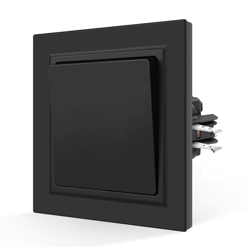 CNBINGO Glattes Hautgefühl Rocker Wechselschalter mit Krallen - Modern Wandschalter Unterputz - Einfach Wippschalter mit Hautfreundliche Mattierte Platte - 1 Fach 2 Weg Lichtschalter - Schwarz von CNBINGO