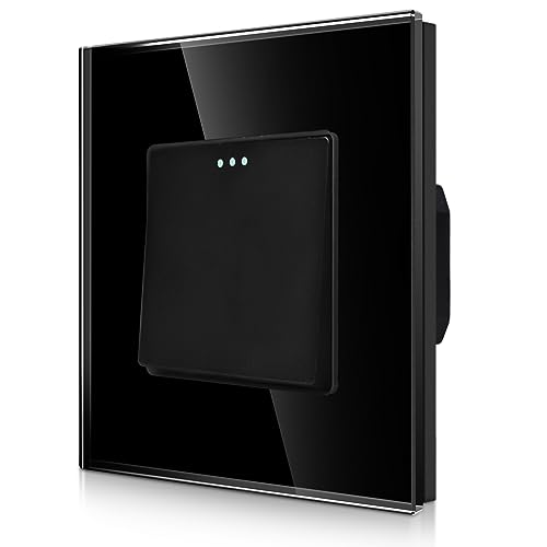 CNBINGO Rocker Lichtschalter 1 Fach 2 Weg Glas Lichtschalter, Modernem Kristallglas Wandplatte mit Leuchtpunkten, Schwarz CNBINGO Rocker Lichtschalter 1 Fach 2 Weg Glas Lichtschalter, Modernem Kristallglas Wandplatte mit Leuchtpunkten, Schwarz von CNBINGO