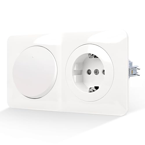 CNBINGO Schuko Steckdose und Lichtschalter mit Krallen - Schutzkontakt Wandsteckdose mit Kindersicherung - 1 Fach 1 Weg Wippschalter Unterputz mit PC-Flammhemmende Materialien - reinweiß von CNBINGO
