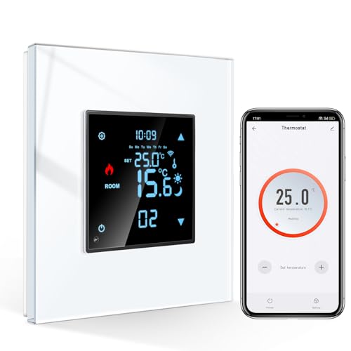 CNBINGO Smart Thermostat Unterputz mit Kristall Glasscheibe WLAN Digital Raumthermostat Kompatibel mit Alexa Echo, Google Assistant, 16Amp, Weiß CNBINGO Smart Thermostat Unterputz mit Kristall Glasscheibe WLAN Digital Raumthermostat Kompatibel mit Alexa Echo, Google Assistant, 16Amp, Weiß von CNBINGO