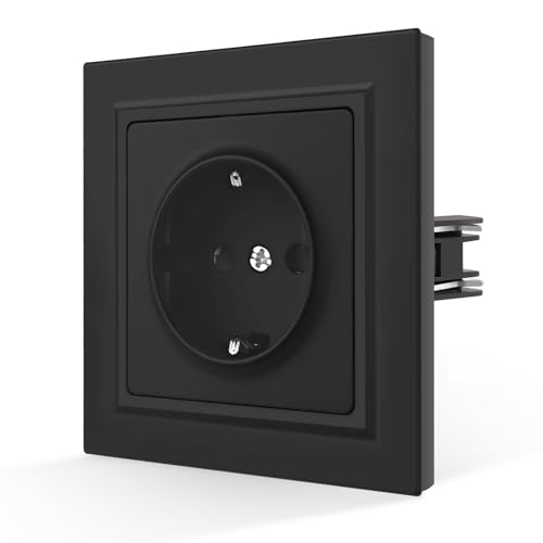 CNBINGO Steckdose Glattes Hautgefühl Unterputz mit Krallen - Einfach Schuko Steckdose mit Hautfreundliche Matt Platte - Schwarz Wandsteckdose CNBINGO Steckdose Glattes Hautgefühl Unterputz mit Krallen - Einfach Schuko Steckdose mit Hautfreundliche Matt Platte - Schwarz Wandsteckdose von CNBINGO