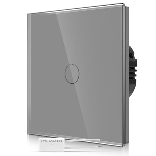 CNBINGO Touch Dimmschalter unterputz in Grau - einfach Dimmer Lichtschalter mit Status-LED und Glas Panel - 1 Fach Wandschalter für LED-Leuchten - Berührungsschalter mit Kostenfreier Adapter CNBINGO Touch Dimmschalter unterputz in Grau - einfach Dimmer Lichtschalter mit Status-LED und Glas Panel - 1 Fach Wandschalter für LED-Leuchten - Berührungsschalter mit Kostenfreier Adapter von CNBINGO