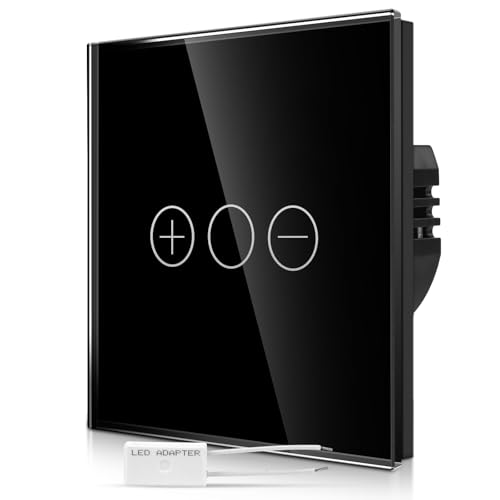 CNBINGO Touch Dimmschalter unterputz in Schwarz - einfach Dimmer Lichtschalter mit Status-LED und Glas Panel - 1 Fach Wandschalter für nur eine Leuchte steuern CNBINGO Touch Dimmschalter unterputz in Schwarz - einfach Dimmer Lichtschalter mit Status-LED und Glas Panel - 1 Fach Wandschalter für nur eine Leuchte steuern von CNBINGO