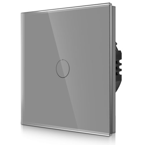CNBINGO Touch Lichtschalter unterputz in Grau - einfach Wandschalter mit Status-LED und Glas Panel - Kein Neutralleiter Erforderlich - 1 Fach Berührungsschalter - 500 W/Fach CNBINGO Touch Lichtschalter unterputz in Grau - einfach Wandschalter mit Status-LED und Glas Panel - Kein Neutralleiter Erforderlich - 1 Fach Berührungsschalter - 500 W/Fach von CNBINGO