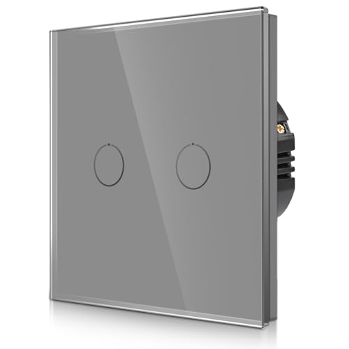 CNBINGO Touch Wechselschalter unterputz in Grau - zweifach Lichtschalter mit Status-LED und Glas Panel - 2 Fach Wandschalter - Paar nur mit diese Serie Wechselschalter CNBINGO Touch Wechselschalter unterputz in Grau - zweifach Lichtschalter mit Status-LED und Glas Panel - 2 Fach Wandschalter - Paar nur mit diese Serie Wechselschalter von CNBINGO
