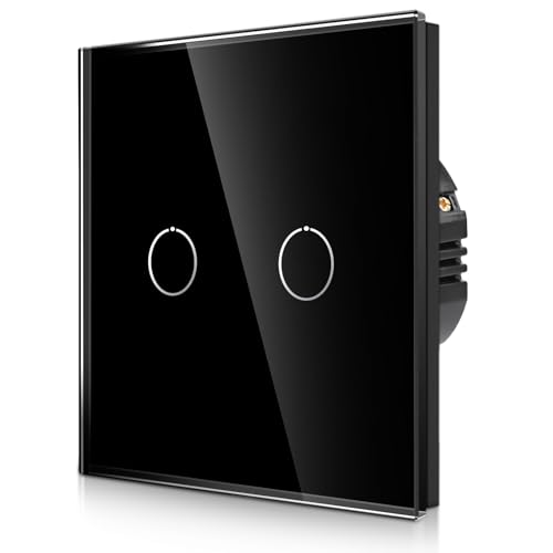 CNBINGO Touch Wechselschalter unterputz in Schwarz - zweifach Lichtschalter mit Status-LED und Glas Panel - 2 Fach Wandschalter - Paar nur mit diese Serie Wechselschalter CNBINGO Touch Wechselschalter unterputz in Schwarz - zweifach Lichtschalter mit Status-LED und Glas Panel - 2 Fach Wandschalter - Paar nur mit diese Serie Wechselschalter von CNBINGO
