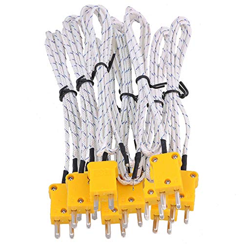 CNBTR Set von 10 Thermoelement-Sonden mit K-Typ Mini-Stecker, Metall, 1 m von CNBTR