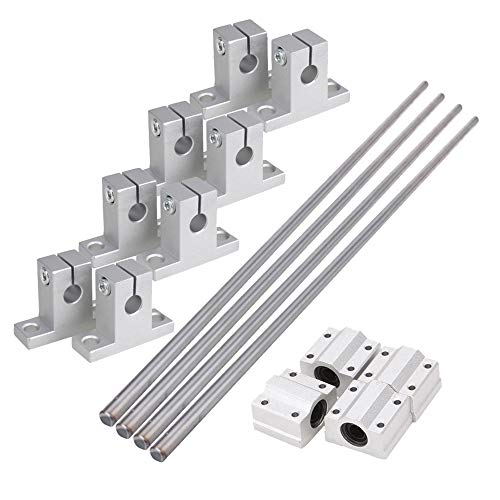 CNBTR Horizontale 8mm Dia Linear Motion Kugellager Gleitbuchse & 500mm Linear Welle Optical Axle mit Rod Rail Support Pack von 16 von CNBTR