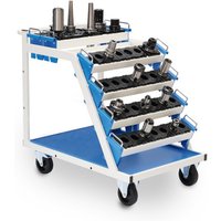 Bedrunka+Hirth Werkzeugwagen für CNC-Werkzeuge, mit 6 Werkzeugaufnahmeträgern, lichtgrau, lichtblau, HxBxT 860 x 630 x 900 mm von Bedrunka+Hirth