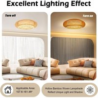 50cm Bambus Deckenleuchte, 220V Schlafzimmerlampe Lampenschirm Hängelampe Halb Flushmount Wicker Deckenleuchte, Handgefertigte Boho Rattan -Leuchten 50cm Bambus Deckenleuchte, 220V Schlafzimmerlampe Lampenschirm Hängelampe Halb Flushmount Wicker Deckenleuchte, Handgefertigte Boho Rattan -Leuchten von CNCEST
