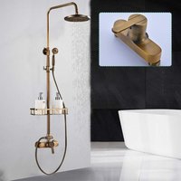 Antik Armatur Duschset Regendusche Duscharmatur Messing Brause Nostalgie Dusch Rund Duschsystem Handbrause Mit Duschstange Satz Wandmontage von CNCEST