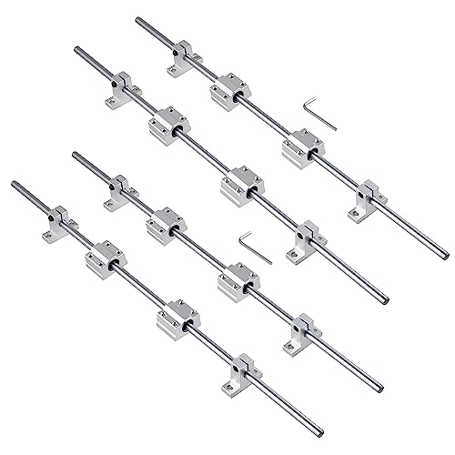 CNCMANS 4 Stück 400mm Linearwelle Ø8mm Linearführung 400mm Linearführungen Präzisionswelle mit 8 Stück SK8 Horizontale Halterung und 8 Stück SCS8UU Linearlager Lagerblock für 3D Drucker CNCMANS 4 Stück 400mm Linearwelle Ø8mm Linearführung 400mm Linearführungen Präzisionswelle mit 8 Stück SK8 Horizontale Halterung und 8 Stück SCS8UU Linearlager Lagerblock für 3D Drucker von CNCMANS
